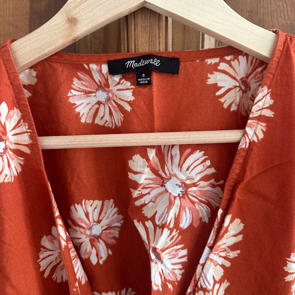 Madewell Floral Orange Wrap Dress - Picture 4 of 6